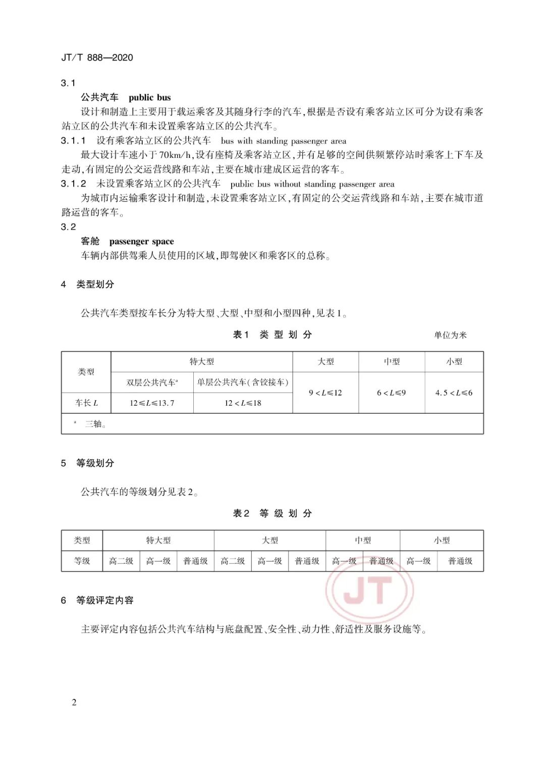 JT/T888-2020《公共汽車類型劃分及等級評定》(圖7) JT/T888-2020《公共汽車類型劃分及等級評定》(圖7)