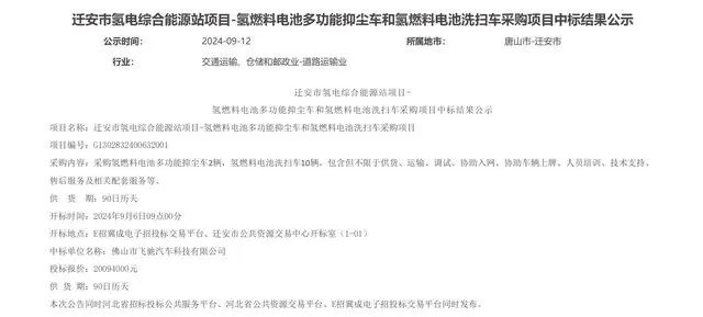 飛馳科技斬獲千萬(wàn)級(jí)氫能訂單(圖1)